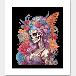 Dead Girl Skull Tattoo Posters and Art